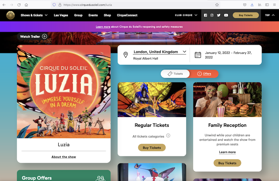 landing page example for circus