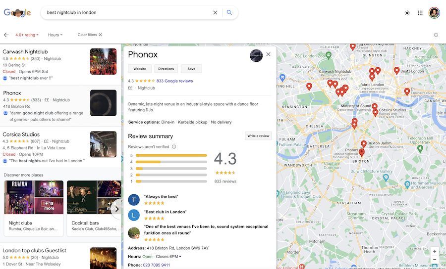 Nightclub goals good reviews for Google